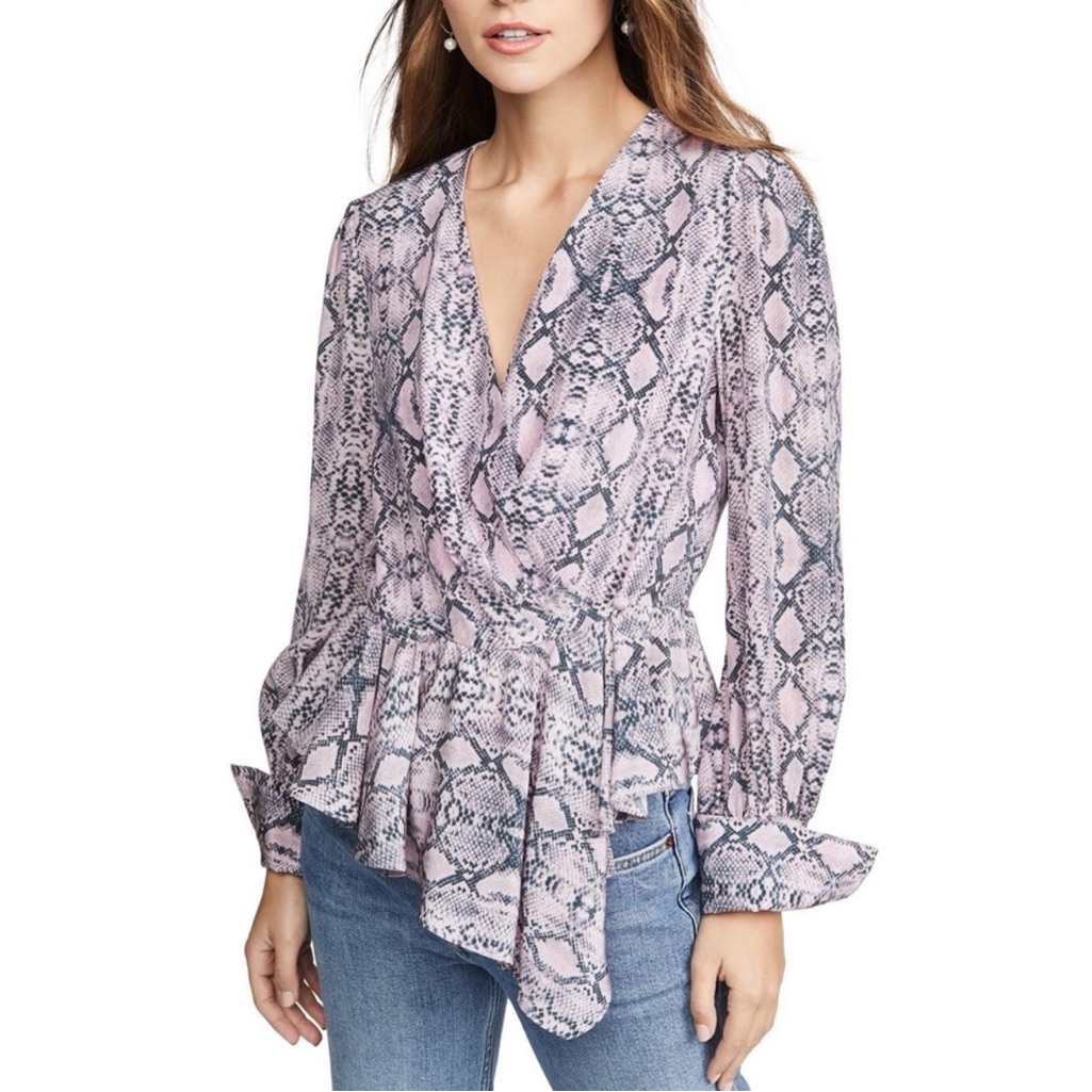Les Reveries Ruffle Wrap Silk Top Size 6